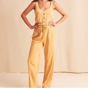 Faherty Terra Organic Cotton Jumspuit in Taffy Yellow